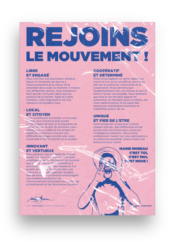 Affiche Rejoins le mouvement dans son emballage plastique - ©The French Maquis'Art - Design: Nicolas Renaud - Conception/Rédaction: Emmanuel Naffrechoux