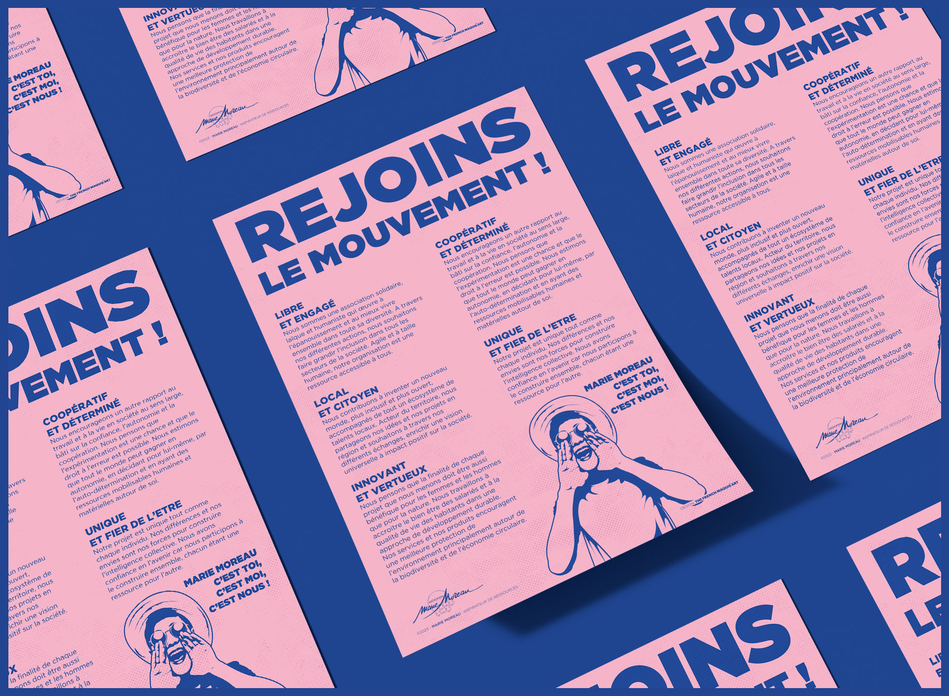 Affiche Rejoins le mouvement rose et bleue - ©TheFrenchMaquis'art - Design: Nicolas Renaud - Conception/rédaction: Emmanuel Naffrechoux